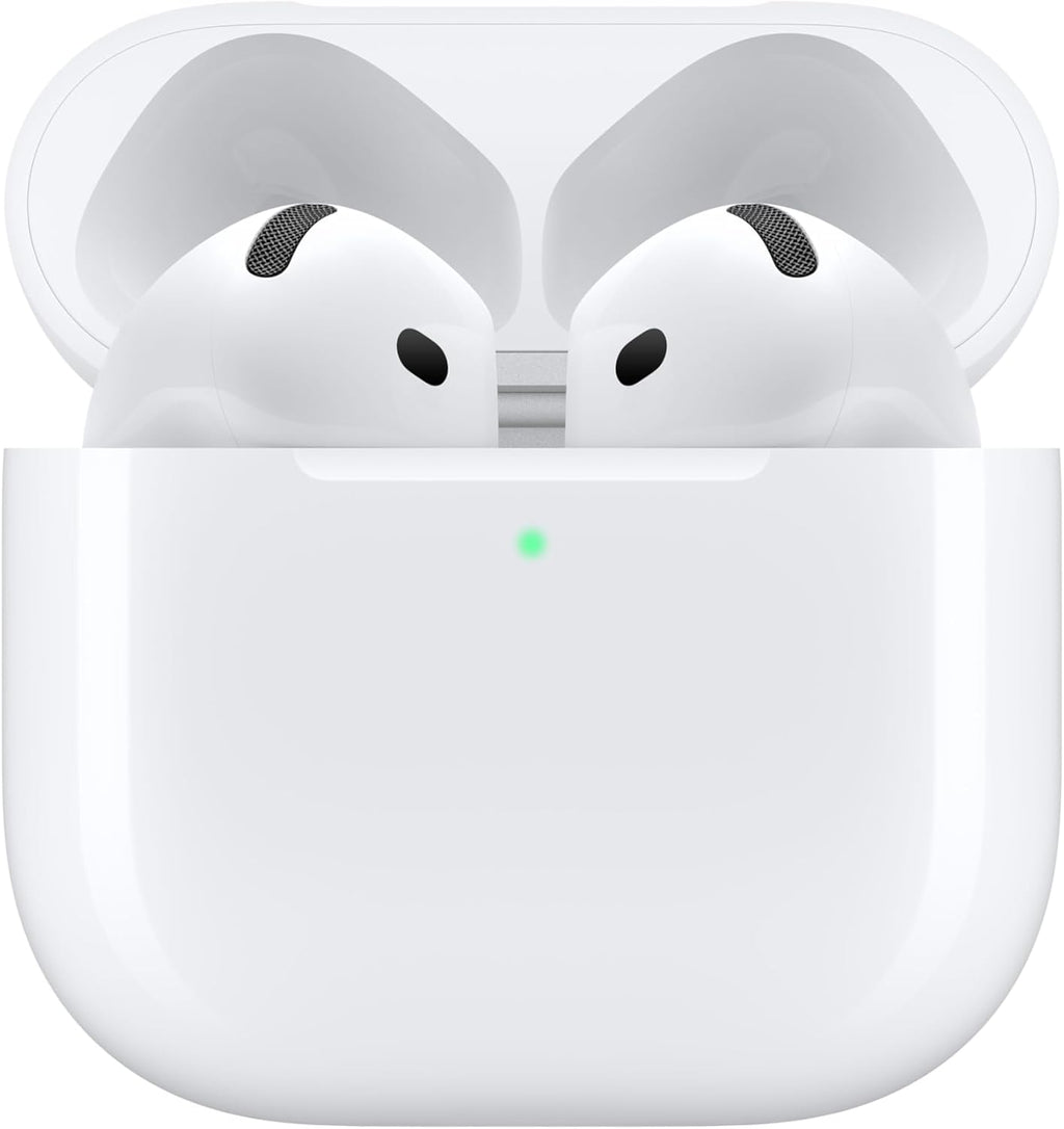 Apple AirPods 4 Wireless Earbuds, Bluetooth Headphones, Personalised Spatial Audio, Sweat and Water Resistant, USB-C Charging Case, H2 Chip, Up to 24 Hours of Battery Life, Effortless Setup for iPhone