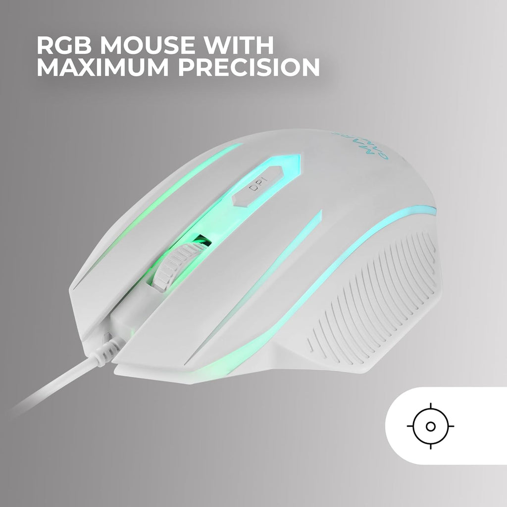 Mars Gaming MARSGAMING MCP124, 3-in-1 Gaming Combo, Ergonomic H-Mech LED RGB Keyboard, Mouse 3200DPI HUANO Switches, Nanotextile Pad 360 x 260 mm, Multiplatform Compatibility, Spanish Layout, White
