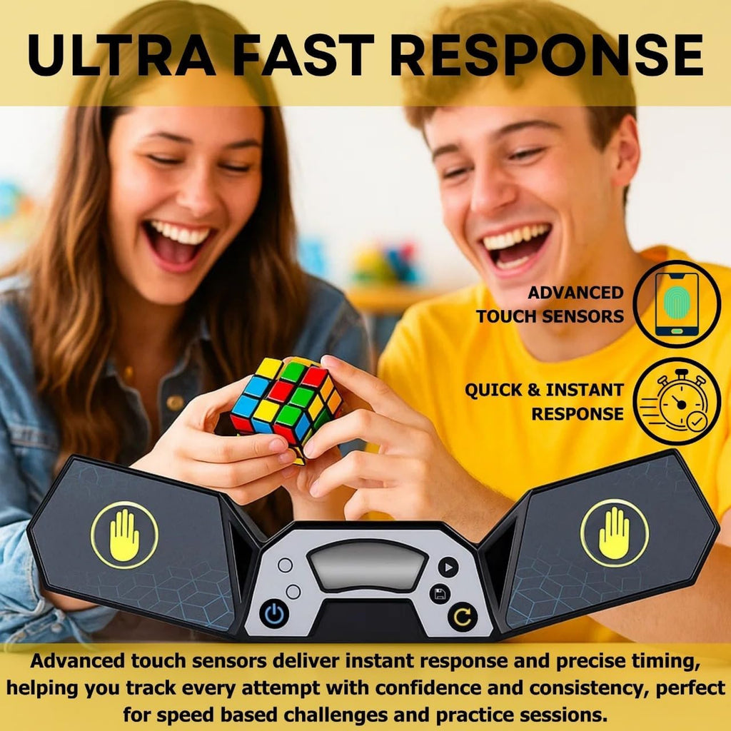 123 Speed Cup Timer, Professional Touch Control with Display, Race for Rubiks Cube and Rules, Stacking Competition, Girls and Boys Gift