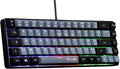 The G-Lab Keyz Hydrogen, 60%, Semi-Mechanical USB AZERTY FR, RGB Multicolour, Silent Gamer Keyboard, Compact Format TKL-Pc/PS4/PS5-Grey and Black