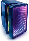 Chill Infinity LED Effect Mini Fridge USB Powered Portable Cooler with Lights, Gamers, Students, Home/Car Trips, Stickers.