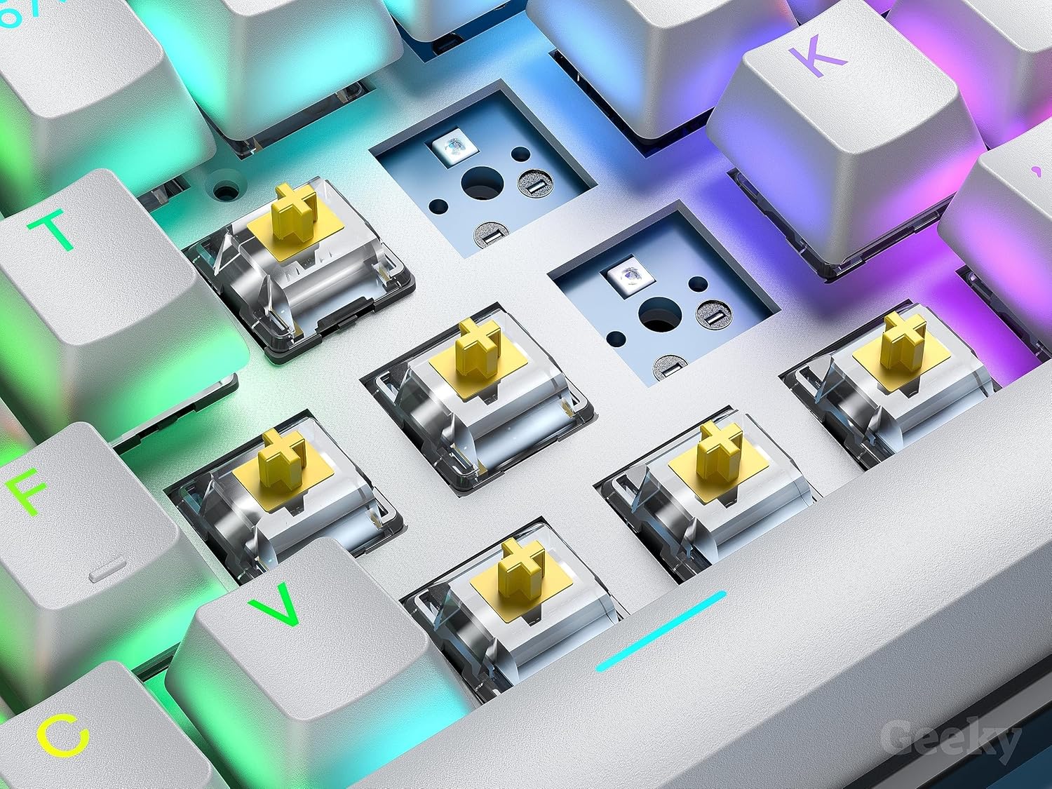 Geeky GK61 60% | Hot Swappable Mechanical Gaming Keyboard | 61 Keys Multi Colour RGB LED Backlight for PC/Mac Gamer| ANSI US American Layout (Black, Mechanical Speed Yellow)
